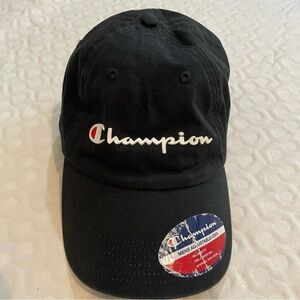 NEW Champion Black Baseball Cap Men’s Adjustable One Size Fits All Cotton